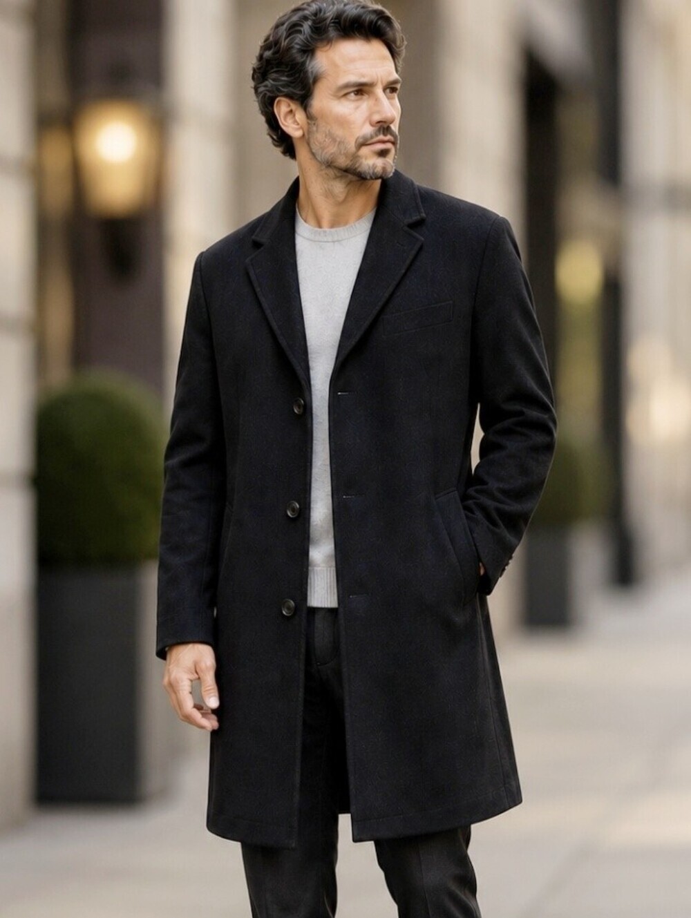 Vintage Ernesto Bellini 100% Cashmere Topcoat Overcoat 70s  44R Black